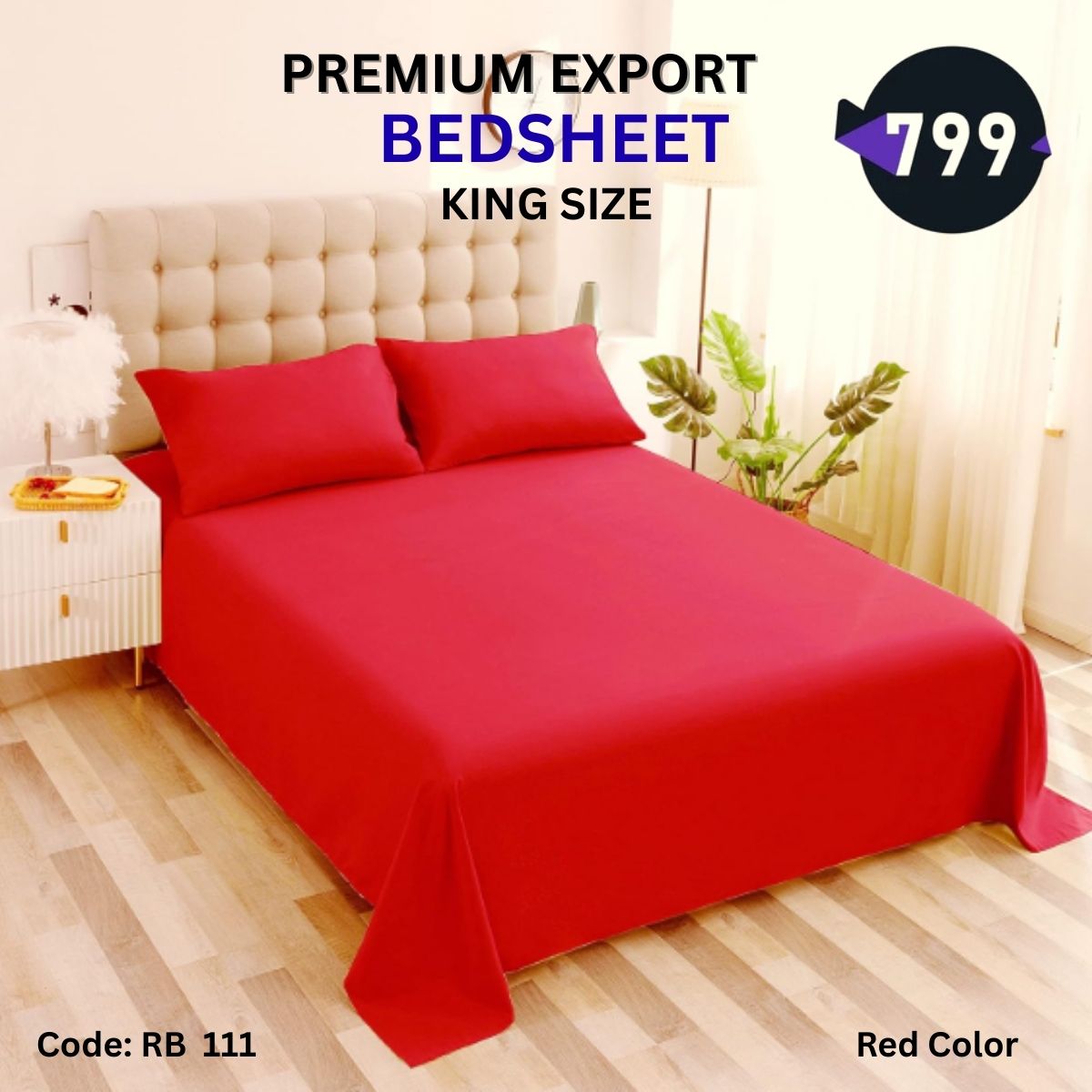 11 Red Color Bedsheet Set ( King Size) - Image 1