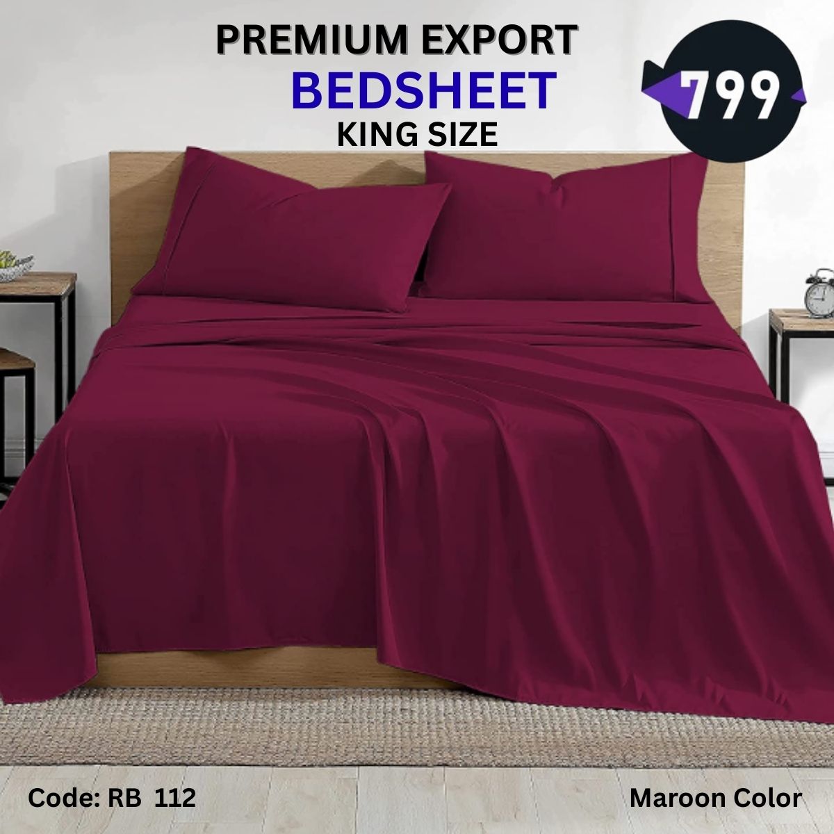 12 Merron Colour Bedsheet Set ( King Size) - Image 1