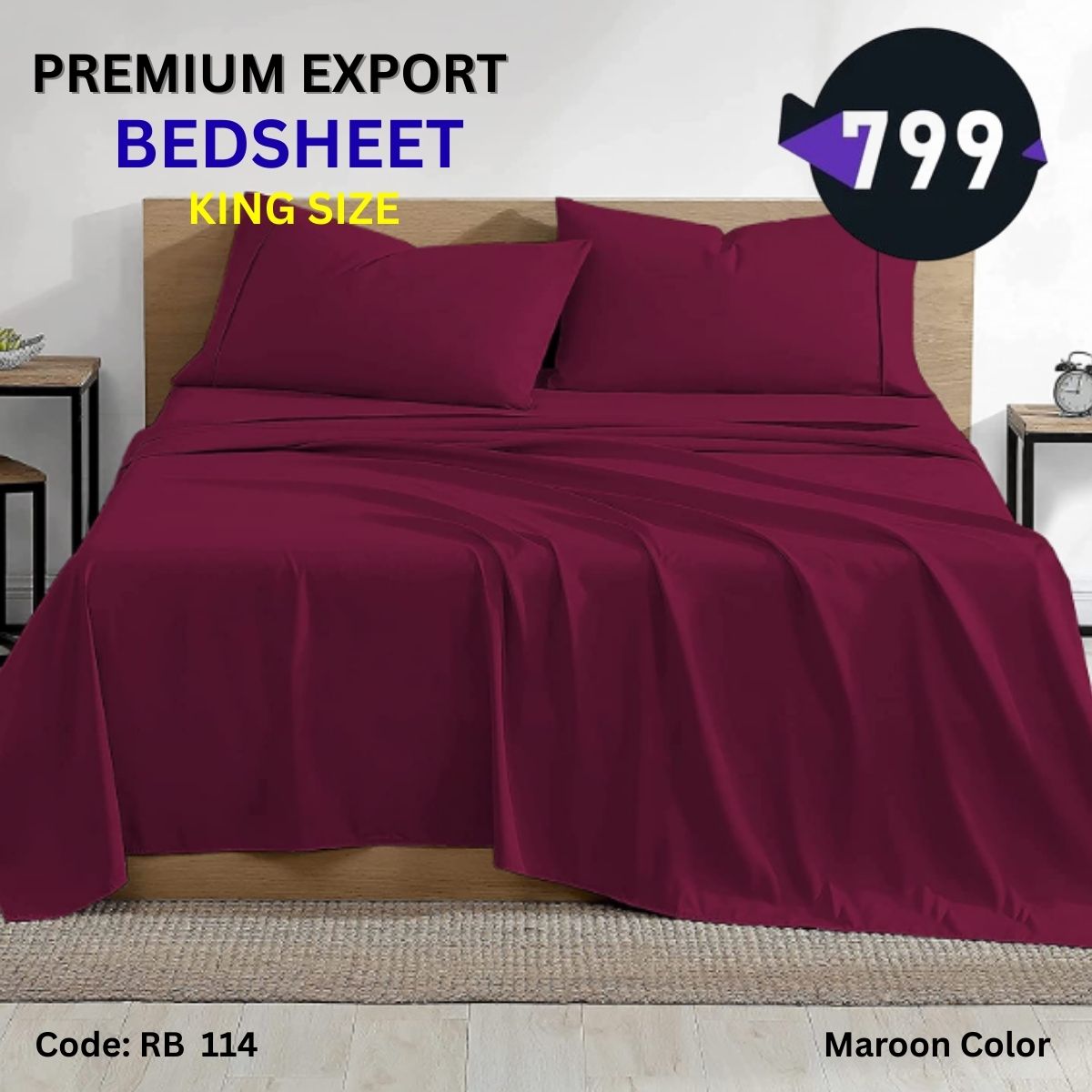 14 3 Pcs Set Bedsheet Set ( King Size) - Image 1
