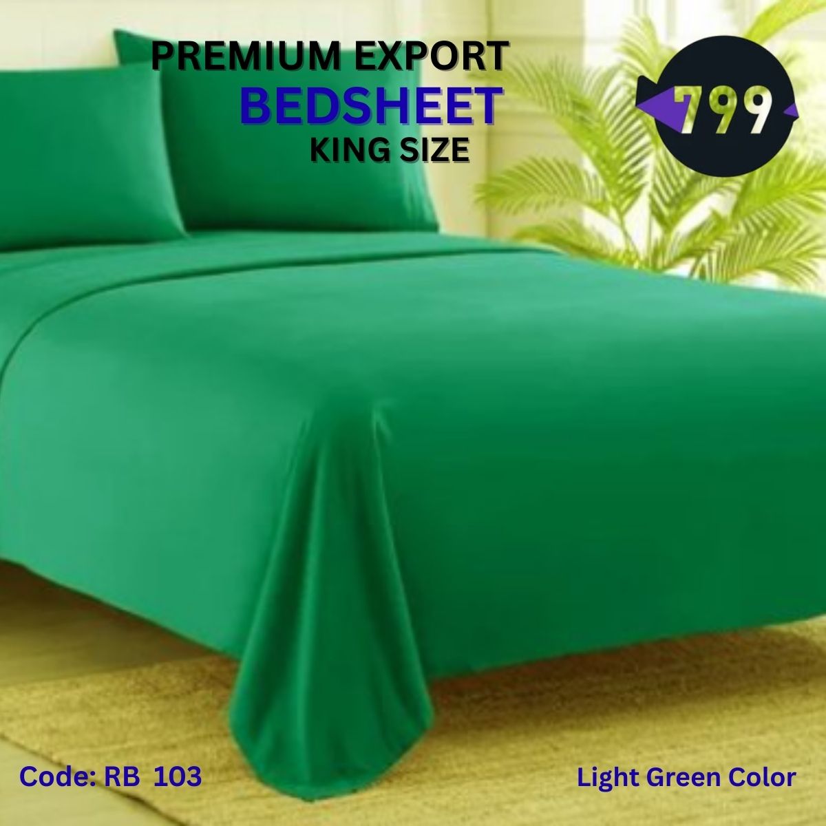 3 Light Green Bedsheet Set ( King Size) - Image 1