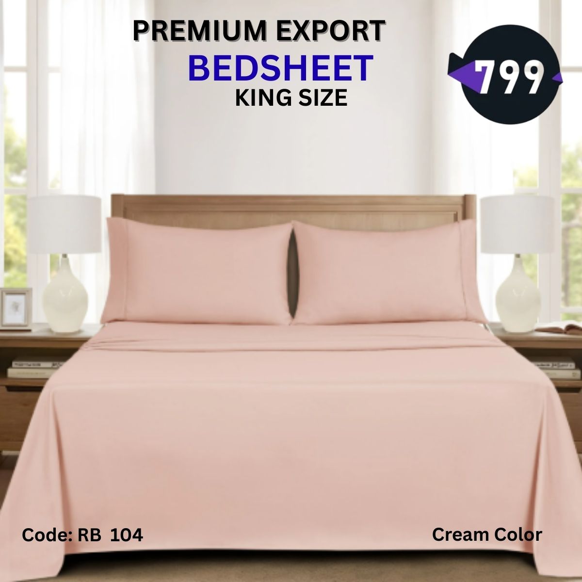 4 Cream Color Bedsheet Set ( King Size) - Image 1