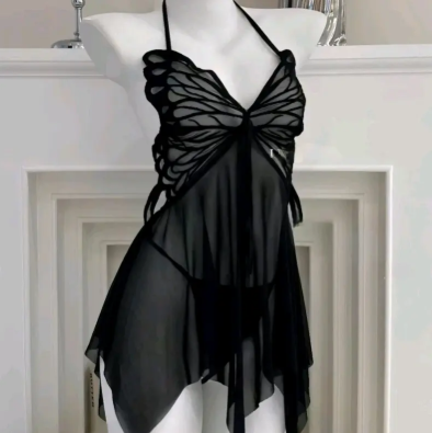 Black Mesh Pajama Dress Black Mesh Pajama Dress