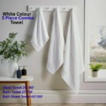 3 Pcs White Colour Como Towel (S3:1)