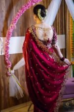 Velvet Maroon Saree - Image 3