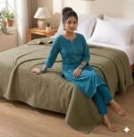 Waffle Blanket (King Size) Olive Green Colour