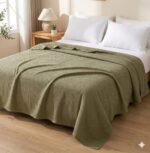 Waffle Blanket (King Size) Olive Green Colour - Image 2