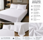 Premium Stripe Bedsheet White - Image 3