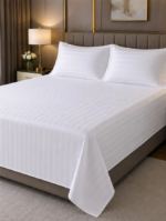 Premium Stripe Bedsheet White - Image 2